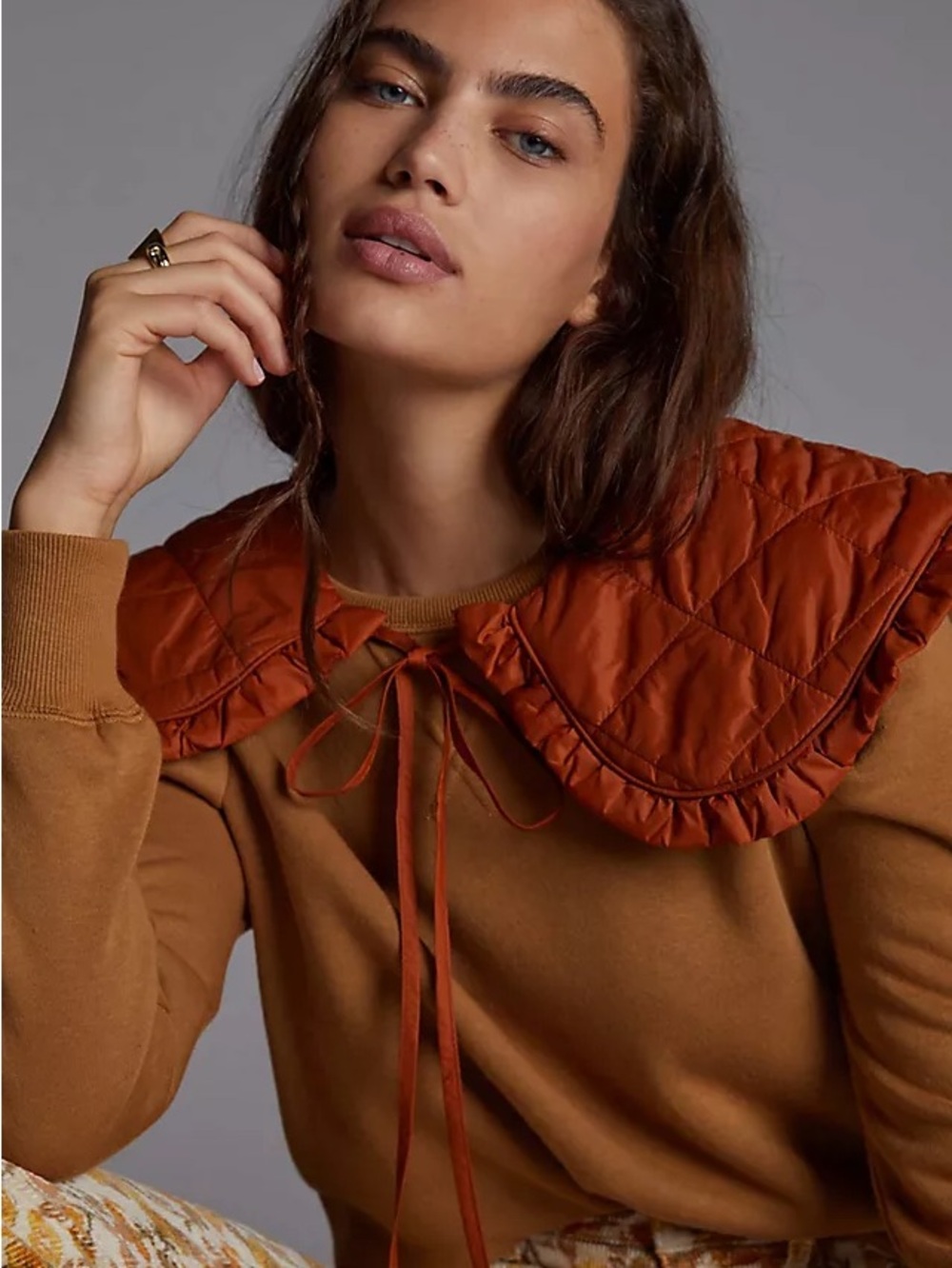 Anthropologie quilted collar